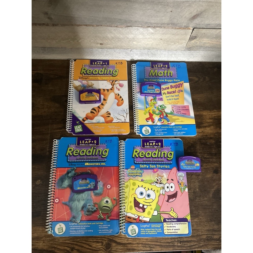 4 Leap Frog Leap Pad Books & Cartridges Leap 1 Math Reading